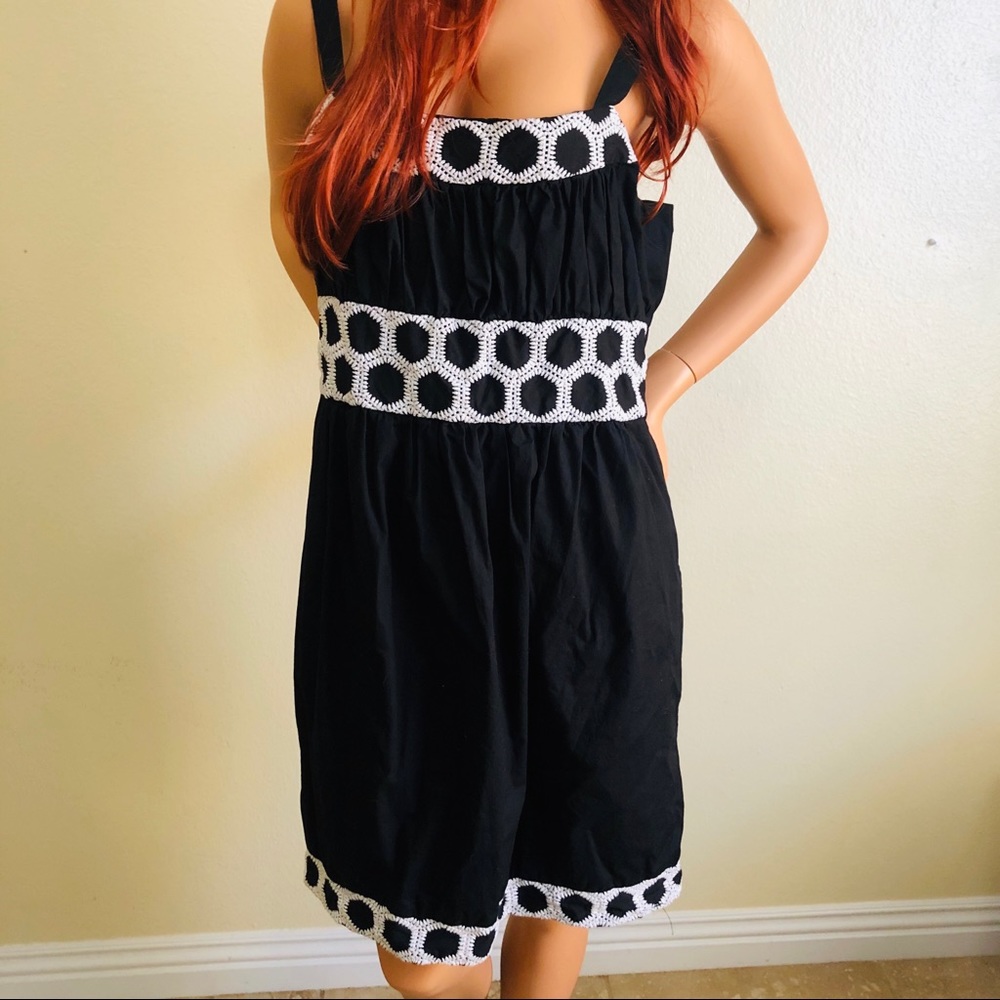 Black and white embroidered detail dress . Size 14